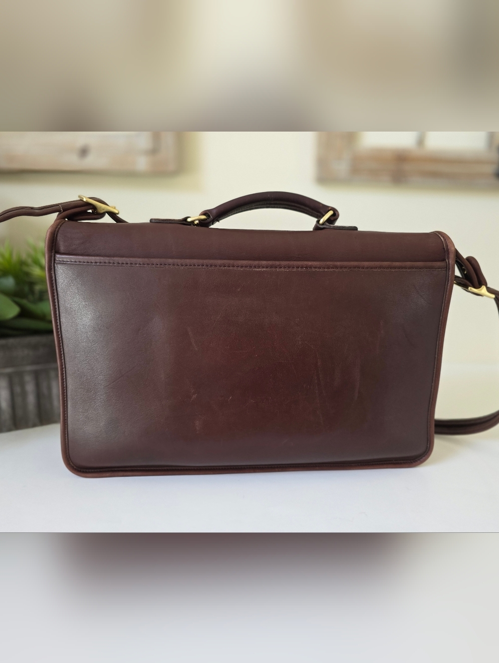 Vintage Coach Metropolitian Briefcase/Crossbody Mahagony Leather USA + Twilly - Picture 9 of 17